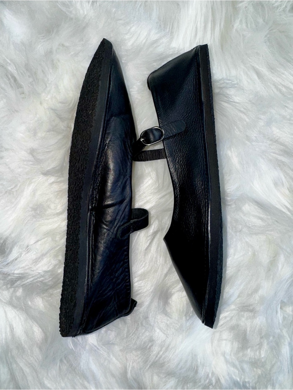 Intentionally Blank Anthropologie Classic Black Leather Mary Jane Flats Sz 38 EU - Picture 4 of 15